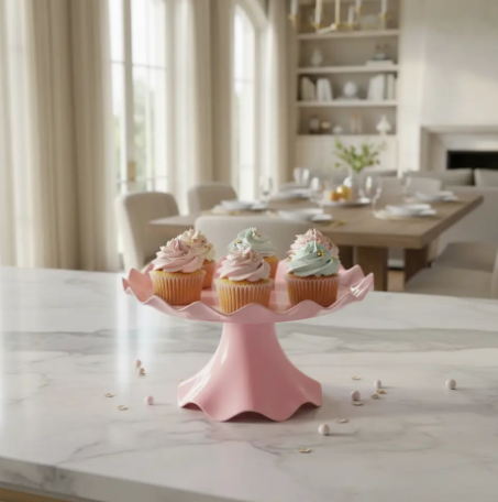 🎂✨ Base Ondulada Con Pedestal Para Torta, Ponqués y Postres Rosa🍰💖 - Image 7