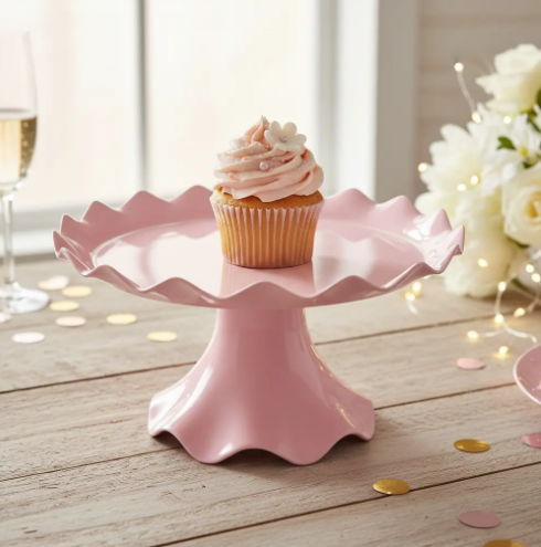 🎂✨ Base Ondulada Con Pedestal Para Torta, Ponqués y Postres Rosa🍰💖 - Image 4