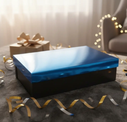 🎁✨ Caja De Regalo Metalizada Con Tapa Elegante Azul💝🎀 - Image 7