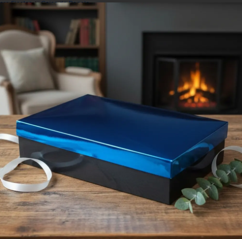 🎁✨ Caja De Regalo Metalizada Con Tapa Elegante Azul💝🎀 - Image 5