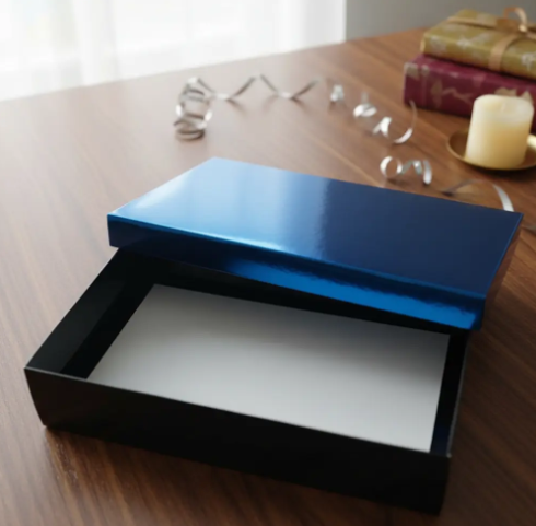 🎁✨ Caja De Regalo Metalizada Con Tapa Elegante Azul💝🎀 - Image 4