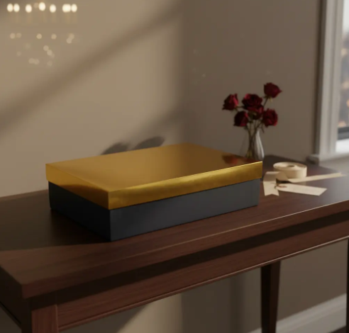🎁✨ Caja De Regalo Metalizada Con Tapa Elegante Dorado Oscuro💝🎀 - Image 5