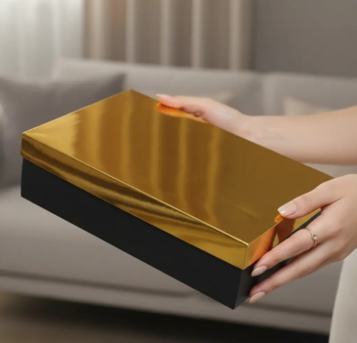 🎁✨ Caja De Regalo Metalizada Con Tapa Elegante Dorado Oscuro💝🎀 - Image 4