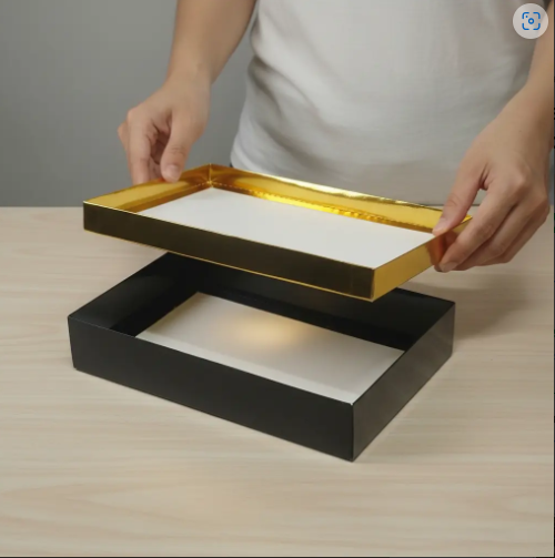 🎁✨ Caja De Regalo Metalizada Con Tapa Elegante Dorado Oscuro💝🎀 - Image 3