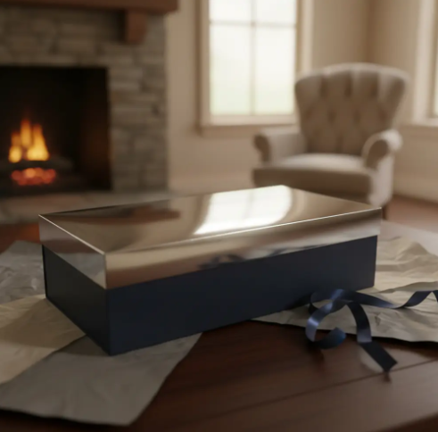 🎁✨ Caja De Regalo Metalizada Con Tapa Elegante Plateada💝🎀 - Image 7