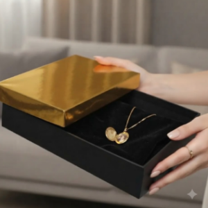 🎁✨ Caja De Regalo Metalizada Con Tapa Elegante Dorado Oscuro💝🎀