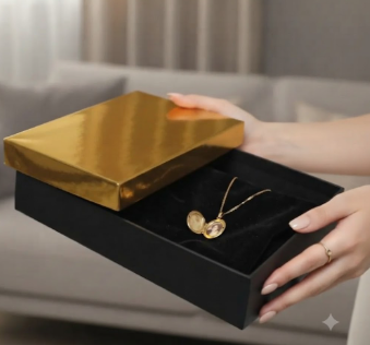 🎁✨ Caja De Regalo Metalizada Con Tapa Elegante Dorado Oscuro💝🎀