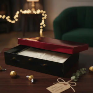 🎁✨ Caja De Regalo Metalizada Con Tapa Elegante Roja💝🎀