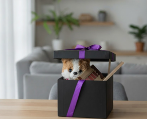 🎁✨ Caja De Regalo Mediana Con Cinta Decorativa Negra💝🎀