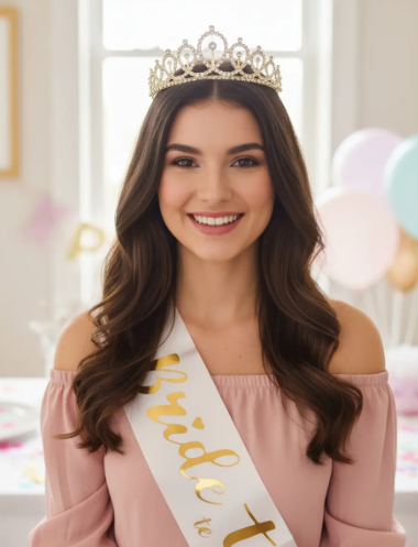 👰✨ Corona Tiara y Banda Bride To Be Para Despedida De Soltera Dorado💍🎉 - Image 9