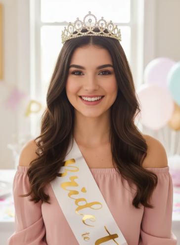 👰✨ Corona Tiara y Banda Bride To Be Para Despedida De Soltera Dorado💍🎉 - Image 2