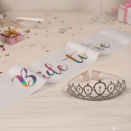 👰✨ Corona Tiara y Banda Bride To Be Para Despedida De Soltera Plateado💍🎉