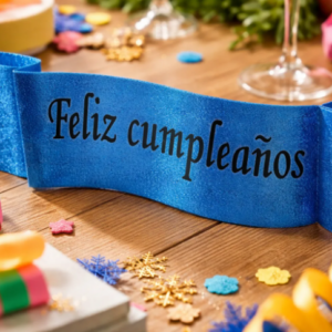 🎉🎂 Banda Corporal Feliz Cumpleaños Azul🎀✨