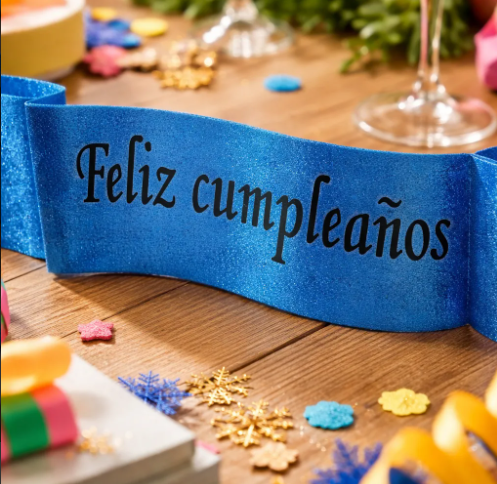 🎉🎂 Banda Corporal Feliz Cumpleaños Azul🎀✨