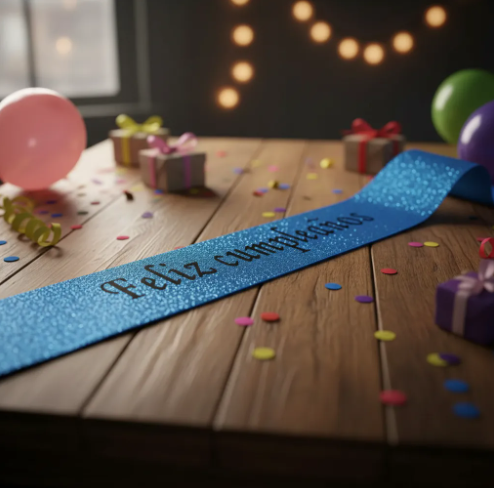 🎉🎂 Banda Corporal Feliz Cumpleaños Azul🎀✨ - Image 7