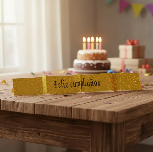 🎉🎂 Banda Corporal Feliz Cumpleaños Dorado🎀✨ - Image 9