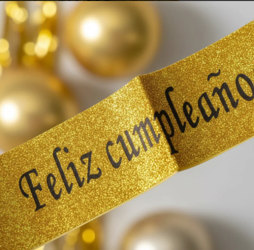 🎉🎂 Banda Corporal Feliz Cumpleaños Dorado🎀✨ - Image 4