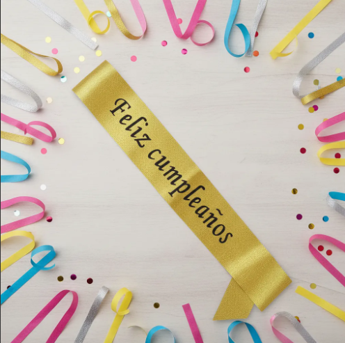 🎉🎂 Banda Corporal Feliz Cumpleaños Dorado🎀✨ - Image 2