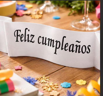 🎉🎂 Banda Corporal Feliz Cumpleaños Blanco🎀✨