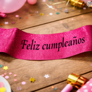 🎉🎂 Banda Corporal Feliz Cumpleaños Fucsia🎀✨