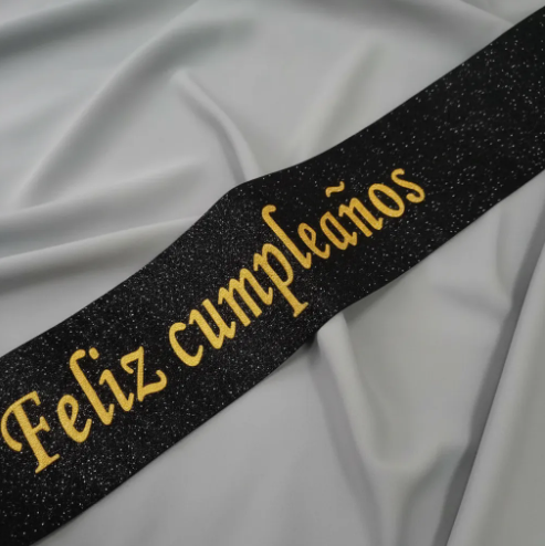 🎉🎂 Banda Corporal Feliz Cumpleaños Negra🎀✨ - Image 2