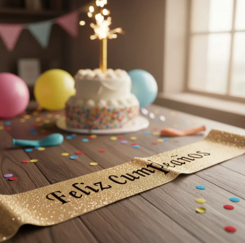 🎉🎂 Banda Corporal Feliz Cumpleaños Oro Rosa🎀✨ - Image 8