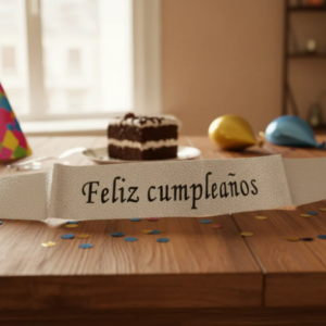 🎉🎂 Banda Corporal Feliz Cumpleaños Plateado🎀✨