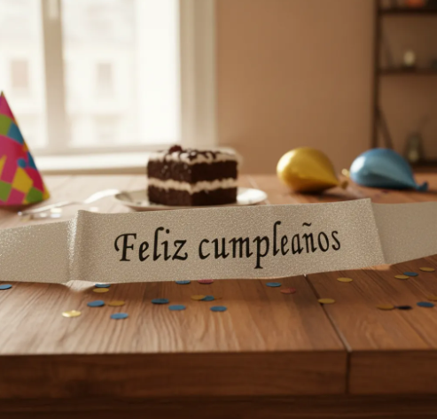 🎉🎂 Banda Corporal Feliz Cumpleaños Plateado🎀✨
