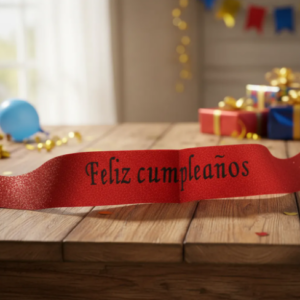 🎉🎂 Banda Corporal Feliz Cumpleaños Roja🎀✨