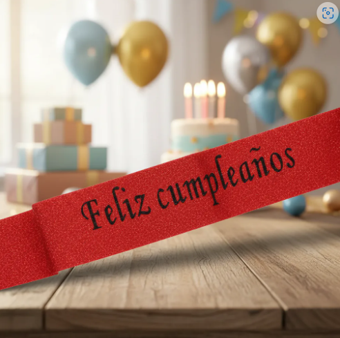 🎉🎂 Banda Corporal Feliz Cumpleaños Roja🎀✨ - Image 7