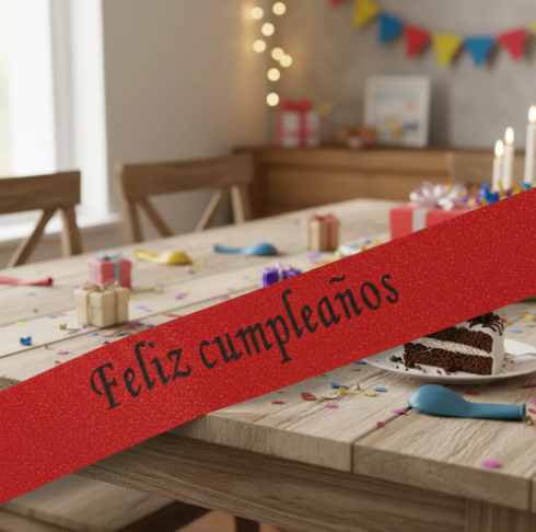 🎉🎂 Banda Corporal Feliz Cumpleaños Roja🎀✨ - Image 6