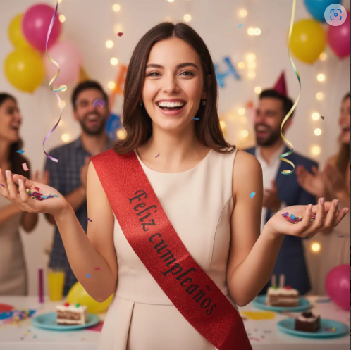 🎉🎂 Banda Corporal Feliz Cumpleaños Roja🎀✨ - Image 5