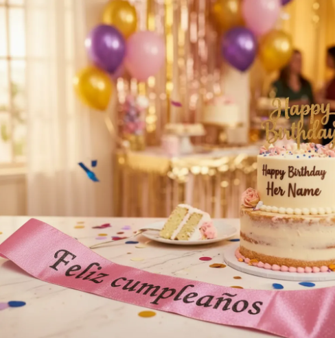 🎉🎂 Banda Corporal Feliz Cumpleaños Rosa🎀✨ - Image 8