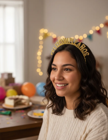 👑🎉 Tiara Feliz Cumpleaños Para Fiesta Dorada✨🎂 - Image 6