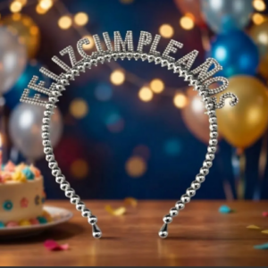 👑🎉 Tiara Feliz Cumpleaños Para Fiesta Plateada✨🎂