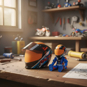 🏍️🪖 Mini Casco De Colección A Escala | Mini Piloto Azul🔥