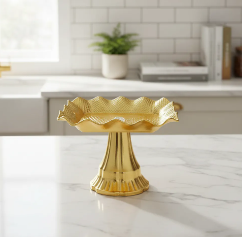 ✨🍬 Bandeja Dulcera Decorativa Cuadrada Ondulada Con Base Dorada🍫🏡 - Image 4