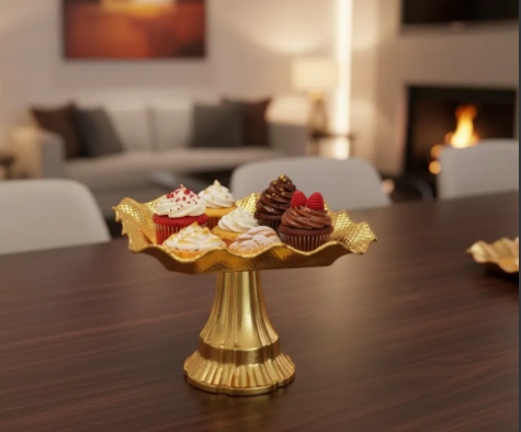 ✨🍬 Bandeja Dulcera Decorativa Cuadrada Ondulada Con Base Dorada🍫🏡 - Image 2