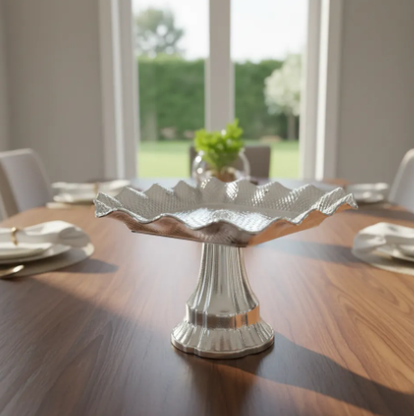 ✨🍬 Bandeja Dulcera Decorativa Cuadrada Ondulada Con Base Plateada🍫🏡 - Image 5