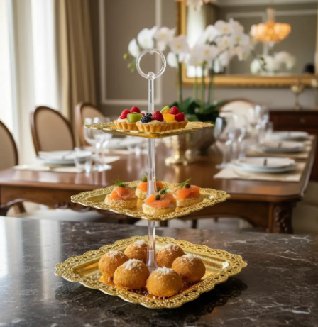 ✨🍰 Bandeja De 3 Niveles Para Pasabocas | Dorada🍓🥐 - Image 2