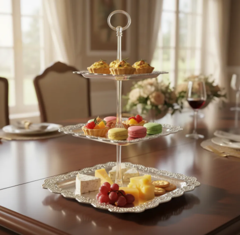 ✨🍰 Bandeja De 3 Niveles Para Pasabocas | Plateada🍓🥐 - Image 7