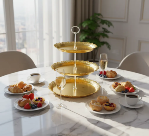 ✨🍰 Bandeja De 3 Niveles Para Pasabocas | Dorada🍓🥐 - Image 2