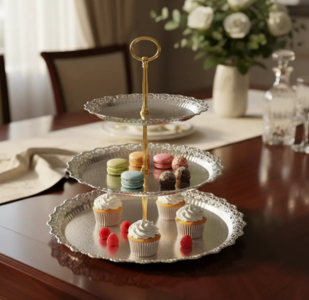 ✨🍰 Bandeja De 3 Niveles Para Pasabocas | Plateada🍓🥐 - Image 7