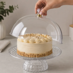 🍰✨ Bandeja Elegante Con Cúpula Transparente Para Postres Grande✨🍓
