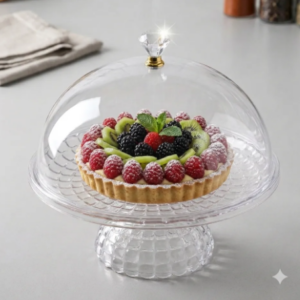 🍰✨ Bandeja Elegante Con Cúpula Transparente Para Postres Pequeña ✨🍓