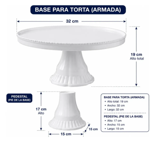 🍰✨ Base Decorativa Para Torta Con Pedestal Y Borde Perlado ✨ - Image 2