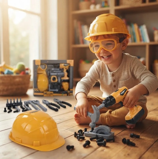 🔨👷♂️ SET DE HERRAMIENTAS DE JUGUETE DELUXE PARA NIÑOS – 17 PIEZAS 🧰🔧 - Image 5