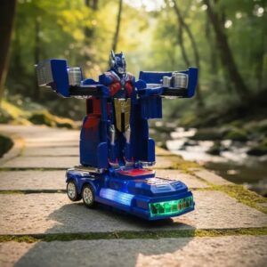 🤖🚗 Carro Robot Transformable Automático Con Luces Y Sonido Azul
