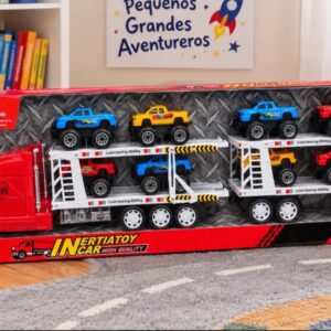 🚛🔥 Camión Transportador Con 8 Monster Trucks De Juguete 🏁🚗