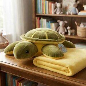 💖🐢🐱 Peluche Con Cobija Suave Y Acogedora 2 En 1Tortuga🐮🐺💖